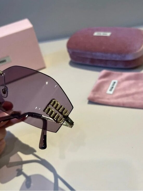 ✨ Miu Miu Rimless Pink Tinted Logo Sunglasses ✨ main image 5